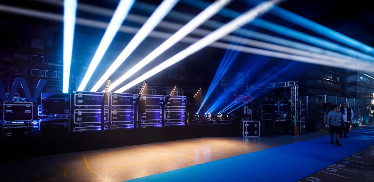 Photo of an AV & Lighting setup - 5 Reasons Reusable Boxes Are a Game-Changer for AV & Lighting Teams