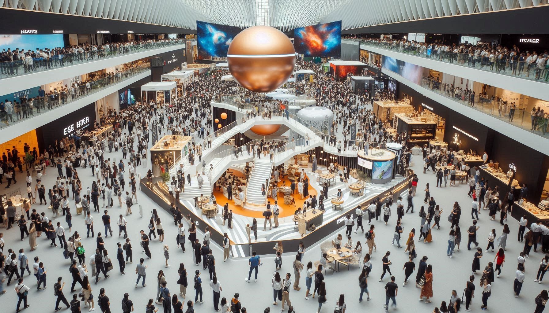 How Event & Aerial photo of a bustling event exhibition - Exhibition Teams Can Streamline Setup Using Smart Storage