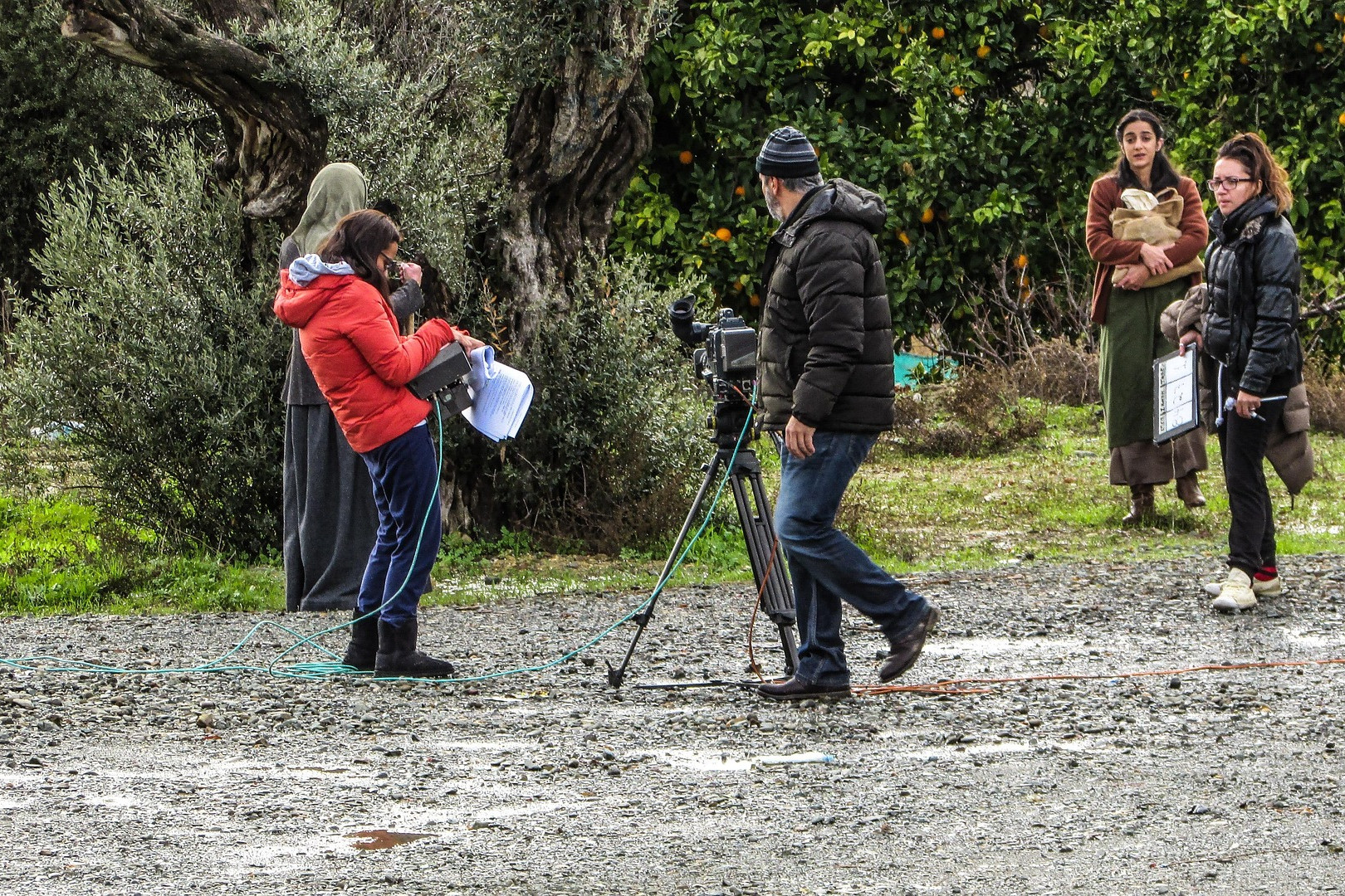 Onset with film crew recording a scene outdoors - Essential Storage Tips for Film Production Crews On the Move
