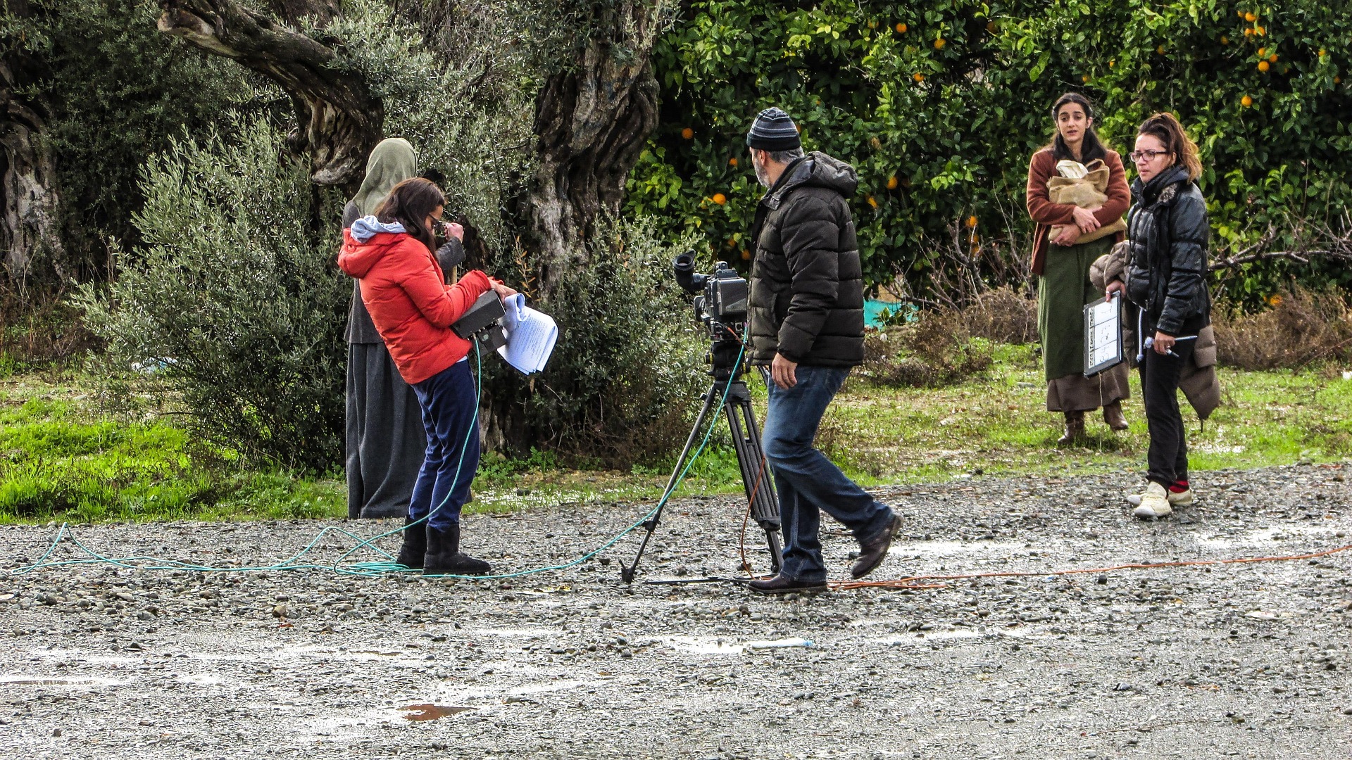 Onset with film crew recording a scene outdoors - Essential Storage Tips for Film Production Crews On the Move