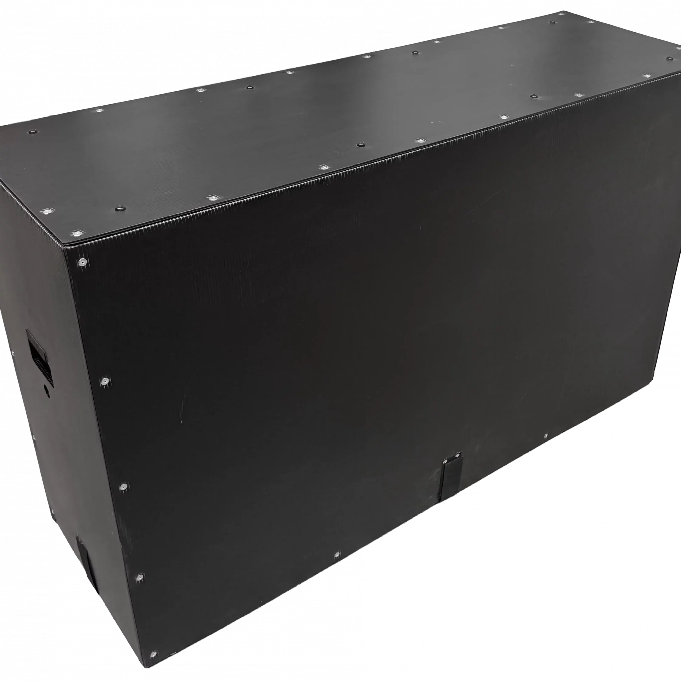 Reusable box for dual monitor transportation - with compact lid on - different angle